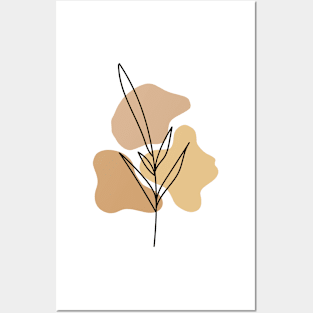 Minimal Modern  Abstract Shapes  leave  Warm Tones  Design Posters and Art